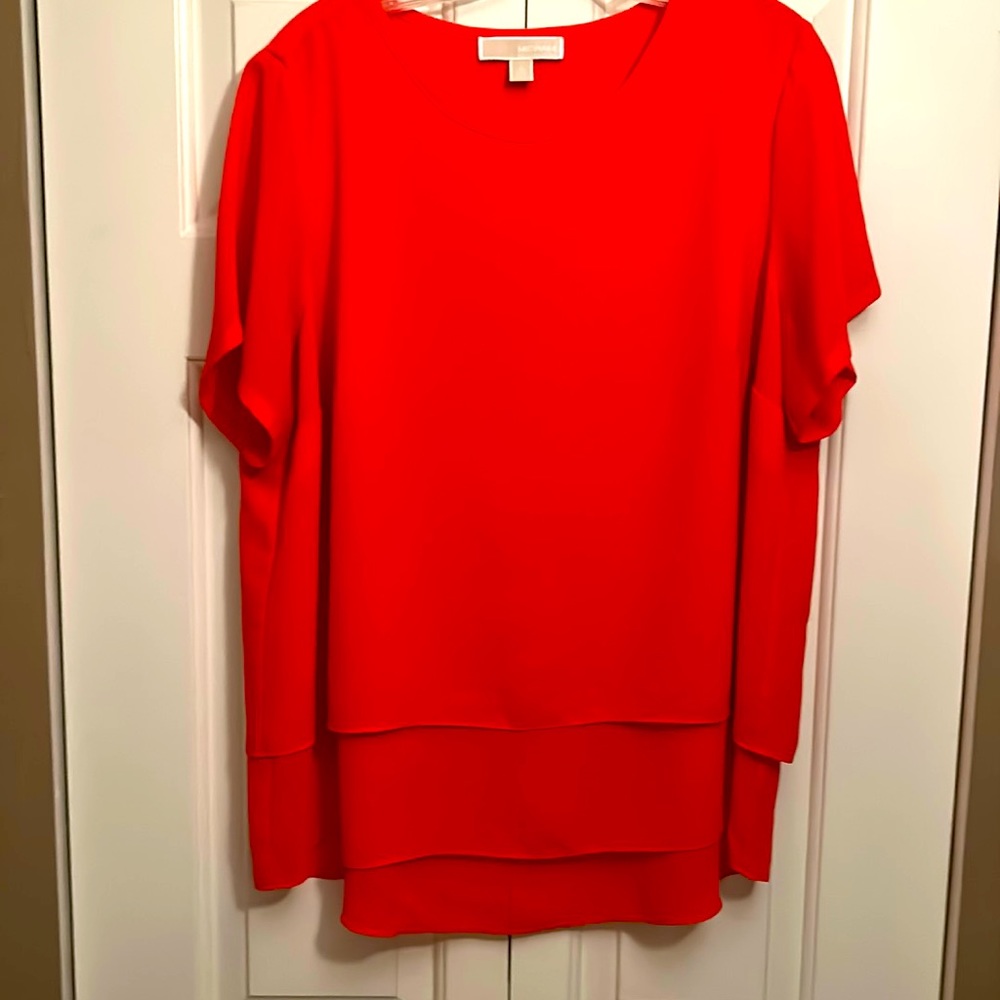 Michael Kors short sleeve tiered blouse orange size 1X